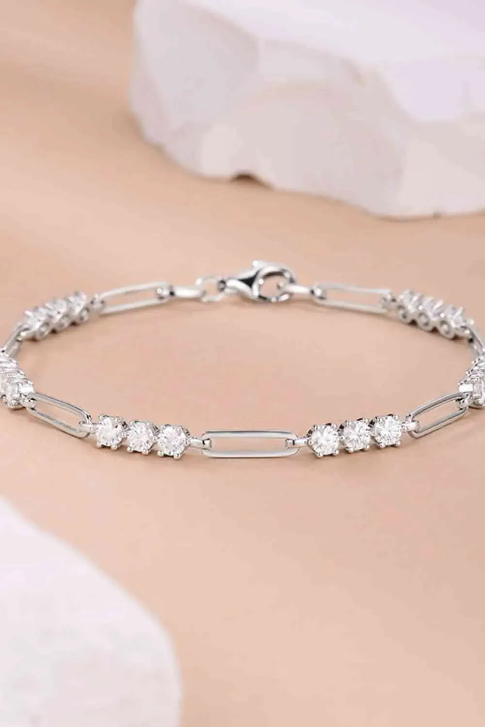 1.8 Carat Moissanite 925 Sterling Silver Bracelet Silver One Size Moissanite - Tophatter Daily Deals